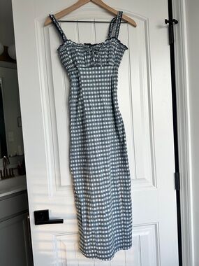 Free People Blue Gingham Midi Dress